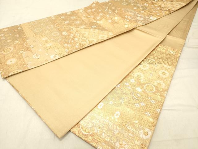 平和屋着物◎六通柄袋帯　唐織　吉祥花文　金糸　正絹　逸品　DABC7606ya