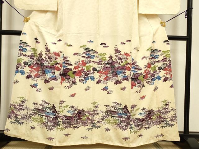 平和屋着物■訪問着 型染 風景花松笹文 金彩 正絹 逸品 DABC7621ya