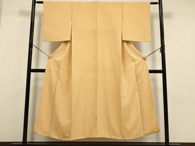 平和屋着物■上質な色無地 流水地紋 萱草色 大丸扱い 正絹 逸品 DABC7623ya