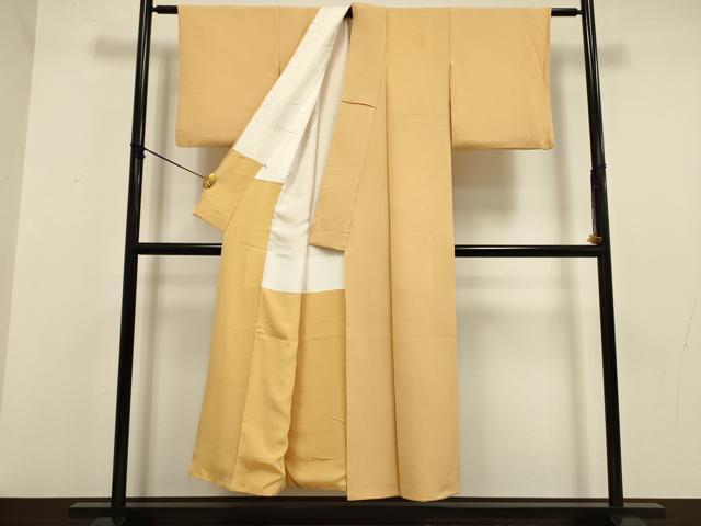 平和屋着物■上質な色無地 流水地紋 萱草色 大丸扱い 正絹 逸品 DABC7623ya