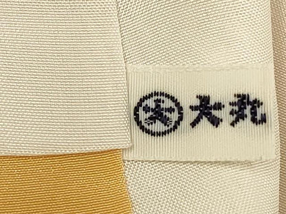 平和屋着物■上質な色無地 流水地紋 萱草色 大丸扱い 正絹 逸品 DABC7623ya