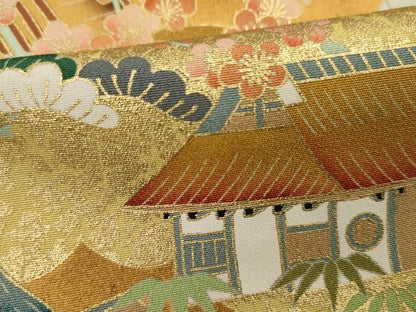 平和屋着物■豪華黒留袖　風景花文　松竹梅　金彩　正絹　逸品　DABC7628ya