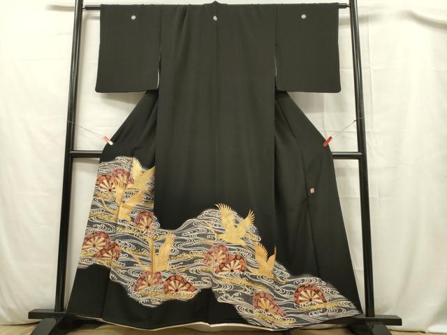 平和屋着物■豪華黒留袖　作家物　流水飛鶴文　片輪車　金彩　ますいわ屋扱い　正絹　逸品　DABC7631ya