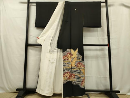 平和屋着物■豪華黒留袖　作家物　流水飛鶴文　片輪車　金彩　ますいわ屋扱い　正絹　逸品　DABC7631ya