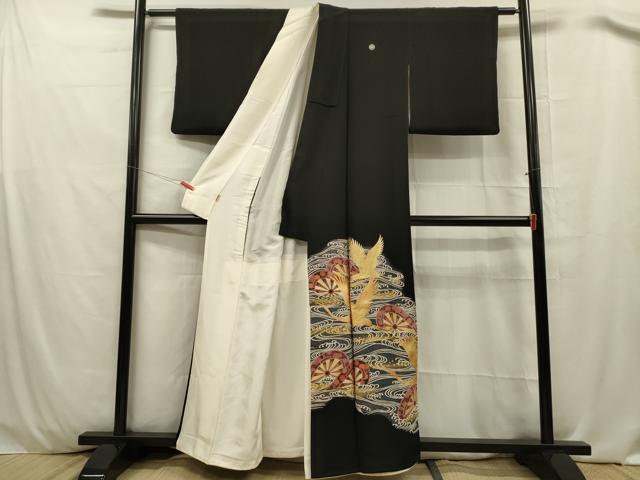 平和屋着物■豪華黒留袖　作家物　流水飛鶴文　片輪車　金彩　ますいわ屋扱い　正絹　逸品　DABC7631ya
