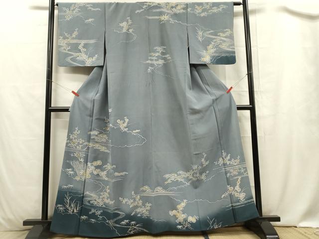 平和屋着物■訪問着 柴垣花文 松竹梅 暈し染め 金彩 正絹 逸品 DABC7633ya
