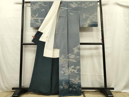 平和屋着物■訪問着 柴垣花文 松竹梅 暈し染め 金彩 正絹 逸品 DABC7633ya