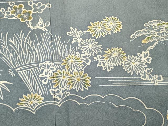 平和屋着物■訪問着 柴垣花文 松竹梅 暈し染め 金彩 正絹 逸品 DABC7633ya