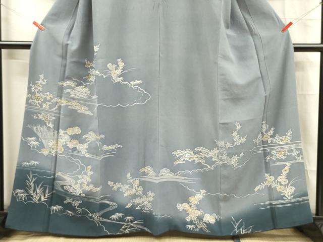 平和屋着物■訪問着 柴垣花文 松竹梅 暈し染め 金彩 正絹 逸品 DABC7633ya