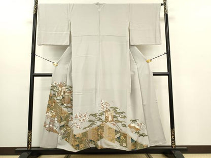 平和屋着物■豪華色留袖　幔幕御所車花松文　金彩　正絹　逸品　DABC7650ya