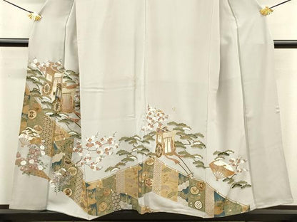 平和屋着物■豪華色留袖　幔幕御所車花松文　金彩　正絹　逸品　DABC7650ya