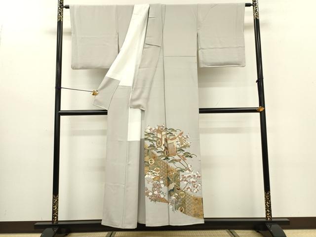 平和屋着物■豪華色留袖　幔幕御所車花松文　金彩　正絹　逸品　DABC7650ya