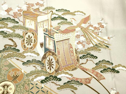 平和屋着物■豪華色留袖　幔幕御所車花松文　金彩　正絹　逸品　DABC7650ya
