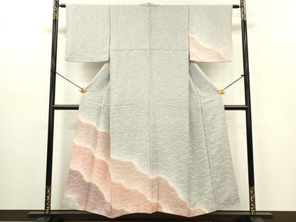 平和屋着物■訪問着 芝草文 暈し染め 正絹 逸品 DABC7654ya
