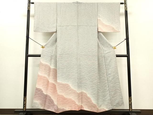 平和屋着物■訪問着 芝草文 暈し染め 正絹 逸品 DABC7654ya