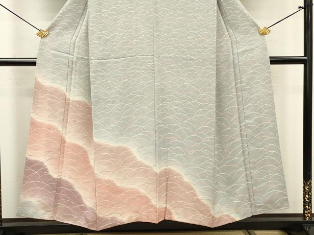 平和屋着物■訪問着 芝草文 暈し染め 正絹 逸品 DABC7654ya