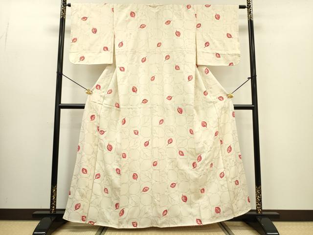 平和屋着物■上質な小紋 舞葉文 金彩 正絹 逸品 DABC7656ya