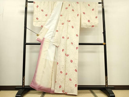 平和屋着物■上質な小紋 舞葉文 金彩 正絹 逸品 DABC7656ya