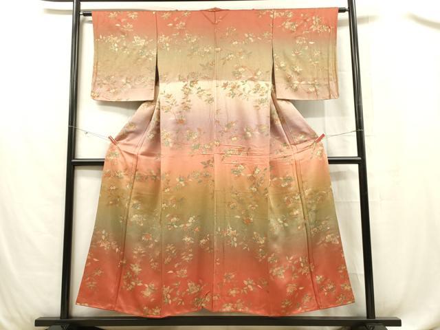 平和屋着物■訪問着 橘 暈し染め 金彩 正絹 逸品 DABC7660ya