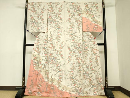 平和屋着物■訪問着　草花文　暈し染め　金彩　正絹　逸品　DABC7678ya