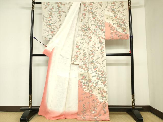 平和屋着物■訪問着　草花文　暈し染め　金彩　正絹　逸品　DABC7678ya