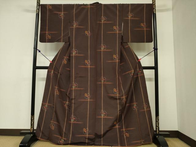 平和屋着物■上質な紬 舞花文 正絹 逸品 DABC7679ya