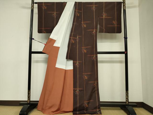 平和屋着物■上質な紬 舞花文 正絹 逸品 DABC7679ya