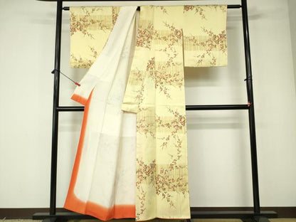 平和屋着物■上質な小紋　手描き　萩　正絹　逸品　DABC7685ya
