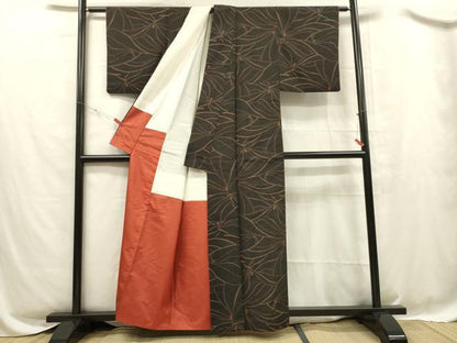 平和屋着物■上質な紬　舞葉文　正絹　逸品　DABC7709ya