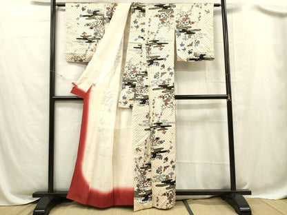 平和屋着物■上質な小紋 絞り 花鳥文 金彩 まるやま扱い 正絹 逸品 DABC7710ya