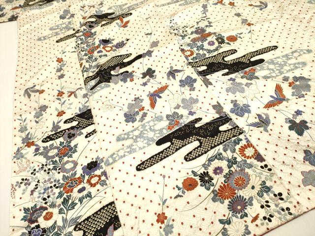 平和屋着物■上質な小紋 絞り 花鳥文 金彩 まるやま扱い 正絹 逸品 DABC7710ya