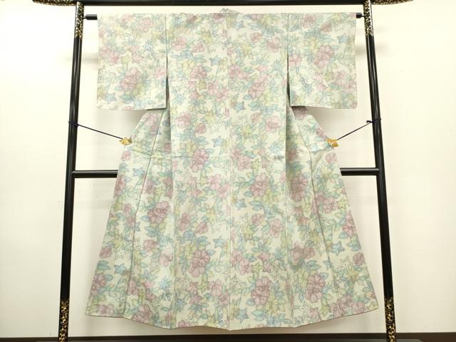 平和屋着物■上質な紬 草花文 正絹 逸品 DABC7725ya