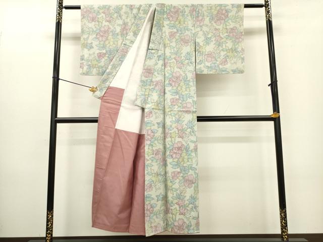 平和屋着物■上質な紬 草花文 正絹 逸品 DABC7725ya