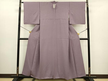 平和屋着物■上質な色無地 霞地紋 濃梅鼠色 正絹 逸品 DABC7737ya
