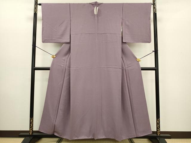 平和屋着物■上質な色無地 霞地紋 濃梅鼠色 正絹 逸品 DABC7737ya