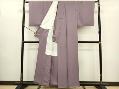 平和屋着物■上質な色無地 霞地紋 濃梅鼠色 正絹 逸品 DABC7737ya