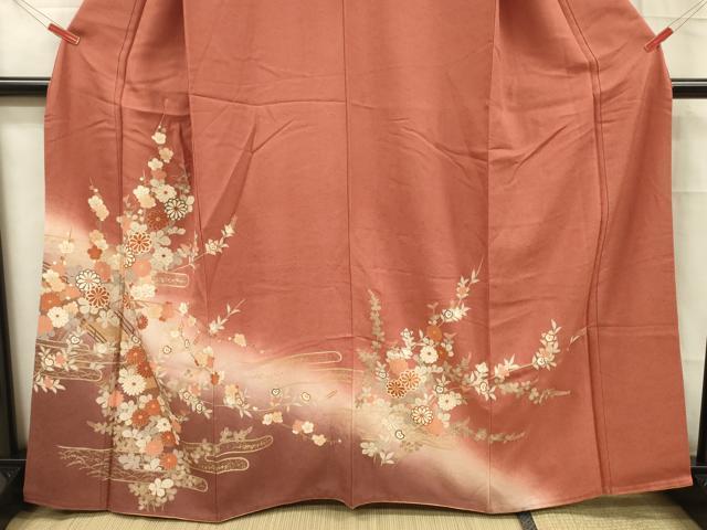平和屋着物■訪問着 渡橋花文 暈し染め 金彩 正絹 逸品 DABC7740ya