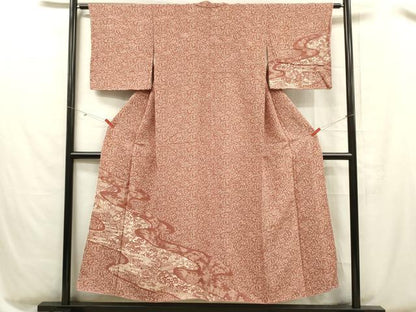 平和屋着物■訪問着 型染め 流水花文 正絹 逸品 DABC7751ya