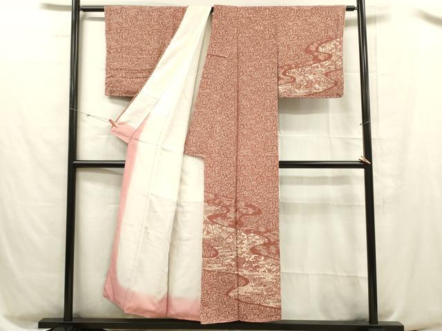 平和屋着物■訪問着 型染め 流水花文 正絹 逸品 DABC7751ya