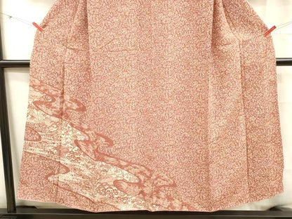 平和屋着物■訪問着 型染め 流水花文 正絹 逸品 DABC7751ya
