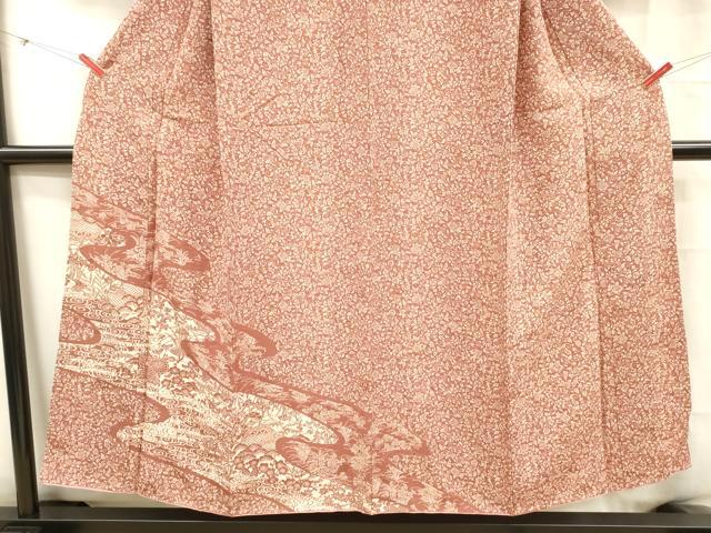 平和屋着物■訪問着 型染め 流水花文 正絹 逸品 DABC7751ya