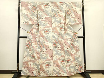 平和屋着物■上質な小紋 花車文 金彩 正絹 逸品 DABC7754ya