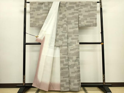平和屋着物■上質な紬 横段文 正絹 逸品 DABC7756ya