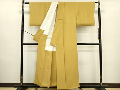 平和屋着物■上質な色無地 黄朽葉色 正絹 逸品 DABC7763ya