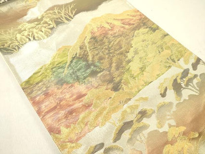 平和屋着物◎六通柄袋帯　遠山枝松文　金銀糸　正絹　逸品　DABC7771ya