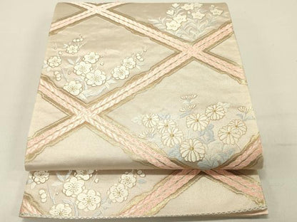 平和屋着物◎六通柄袋帯　唐草文　枝梅文　金糸　やまと誂製　正絹　逸品　DABC7772ya