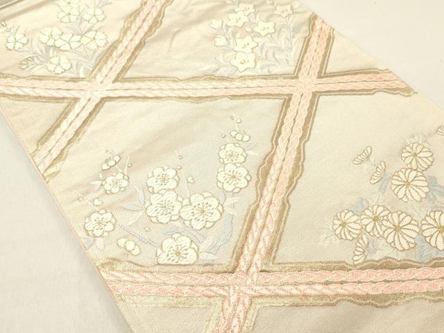 平和屋着物◎六通柄袋帯　唐草文　枝梅文　金糸　やまと誂製　正絹　逸品　DABC7772ya