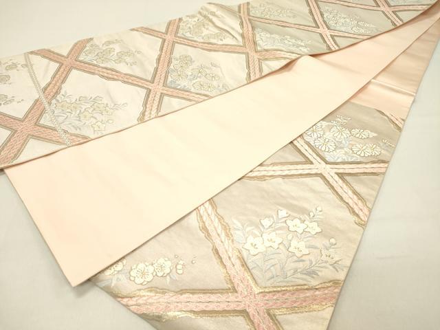 平和屋着物◎六通柄袋帯　唐草文　枝梅文　金糸　やまと誂製　正絹　逸品　DABC7772ya