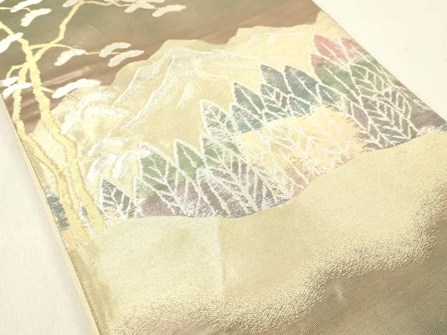 平和屋着物◎六通柄袋帯　遠山風景文　金銀糸　正絹　逸品　DABC7773ya