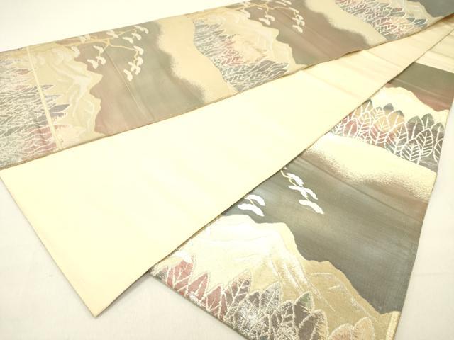 平和屋着物◎六通柄袋帯　遠山風景文　金銀糸　正絹　逸品　DABC7773ya